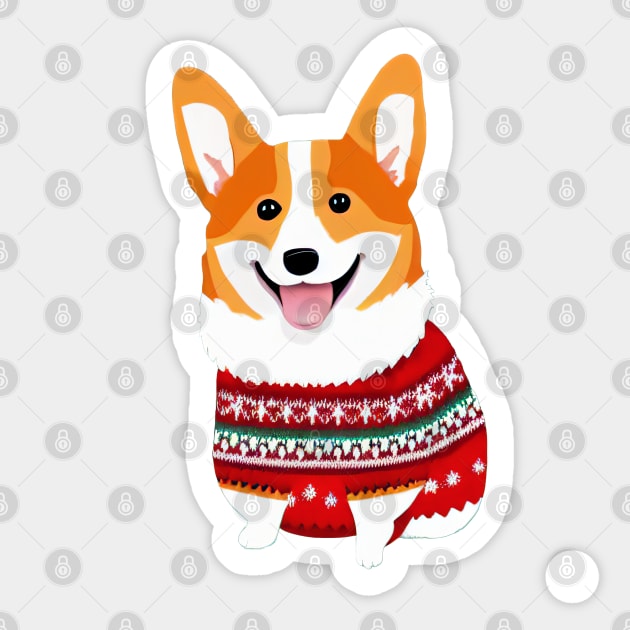 Corgi with Christmas Sweater Sticker by nicecorgi